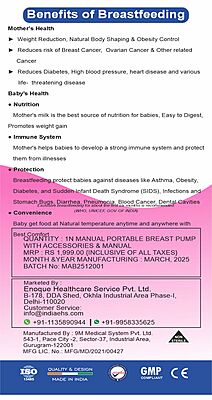 Handheld portable Manual Breast Pump with Bag