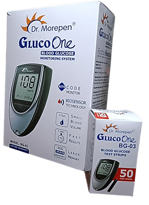 Dr Morepen BG03 Glucometer Strips (50Pcs) with Machine