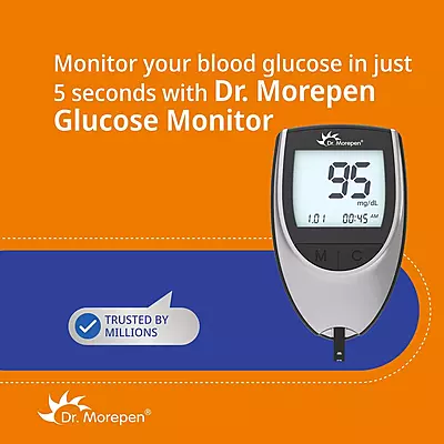 Dr Morepen BG03 Glucometer Strips (50Pcs) with Machine