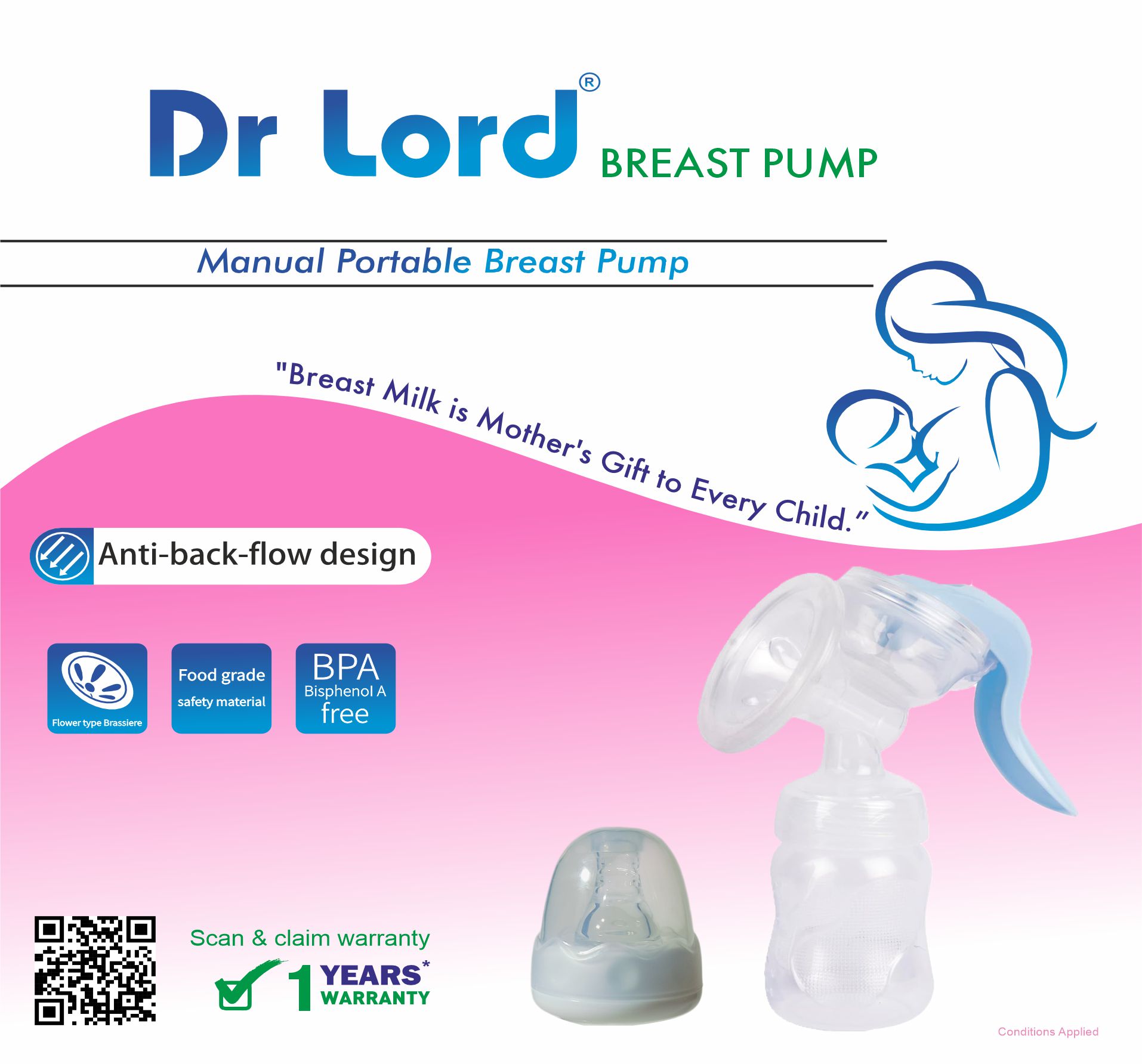 Handheld portable Manual Breast Pump with Bag